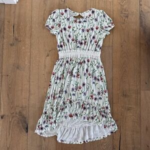 BCBG Girls Floral Print Dress Ruffle High Low Hem Size M (10/12)